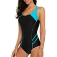 thumbnail image 4 of Attraco Women's One-piece Sports Swimsuit Color Block Water Aerobic Swimwear Bathing Suit, 4 of 5