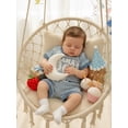 thumbnail image 6 of BemeyourBBs Infant Baby Boy Mama's Boy Outfit Newborn Boys Summer Clothes Waffle Knit Stripe Letter Embroidery Short Sleeve Romper Elastic Waist Shorts 2 Piece Set, 6 of 9