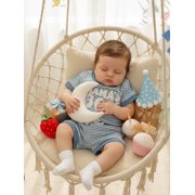 BemeyourBBs Infant Baby Boy Mamas Boy Outfit Newborn Boys Summer Clothes Waffle Knit Stripe Letter Embroidery Short Sleeve Romper Elastic Waist Shorts 2 Piece Set