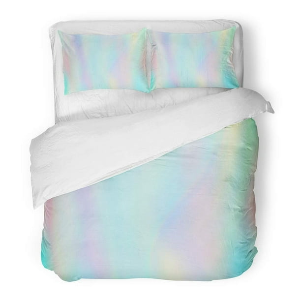 RYLABLUE 3 Piece Bedding Set Colorful Blur Rainbow Hologram