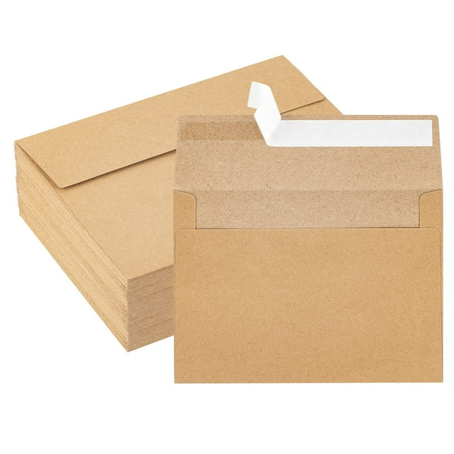 Sobres Kraft, paquete de 50, sobres marrones de 5 x 7 pulgadas, sobres A7, sobres para tarjetas, sobres de papel kraft, sobres de invitación, sobres para postales (marrón)