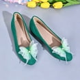 thumbnail image 6 of Women Suede Ballet Flats, Round Toe 3D Mesh Butterfly Pearl Decor Slip On Flat Shoes, Cute Casual Dress Shoes for Wedding, 6 of 8