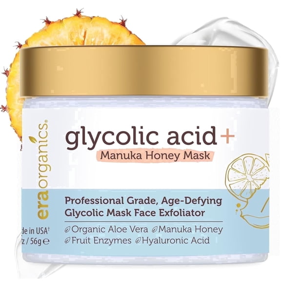 Era Organics Glycolic Acid Chemical Peel for Face – Gentle AHA BHA Exfoliant with Fruit Enzymes