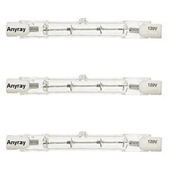Anyray A1825Y (3-Bulbs) 75W J78 Short 120V 75 Watt J-Type DE T3 78mm Halogen Torchiere Bulb