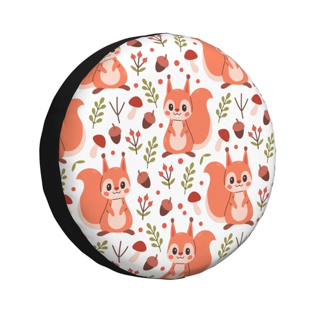 Fotbe Squirrel And Funda de Llanta de Repuesto con Estampado, Engrosada, Ajuste Universal para Jeep, Remolque, RV, SUV, Camión-16 inch