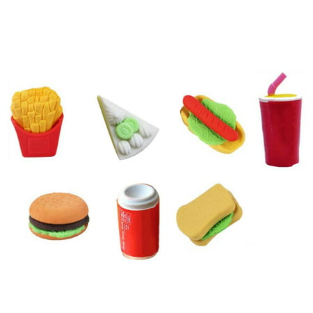 7pcs/set Hamburger Fries Hot Dogs Coke Cans Small Cake Sandwiches School Office Food