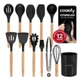 thumbnail image 1 of Juego de Utensilios de Cocina Silicona y Madera Accesorios para Cocinar, 12 pzas (Negro), 1 of 7