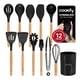thumbnail image 1 of Juego de Utensilios de Cocina Silicona y Madera Accesorios para Cocinar, 12 pzas (Negro), 1 of 7
