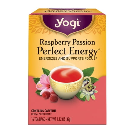 (3 Boxes) Yogi Tea, Raspberry Passion Perfect Energy Tea, Tea Bags, 16 Ct, 1.12