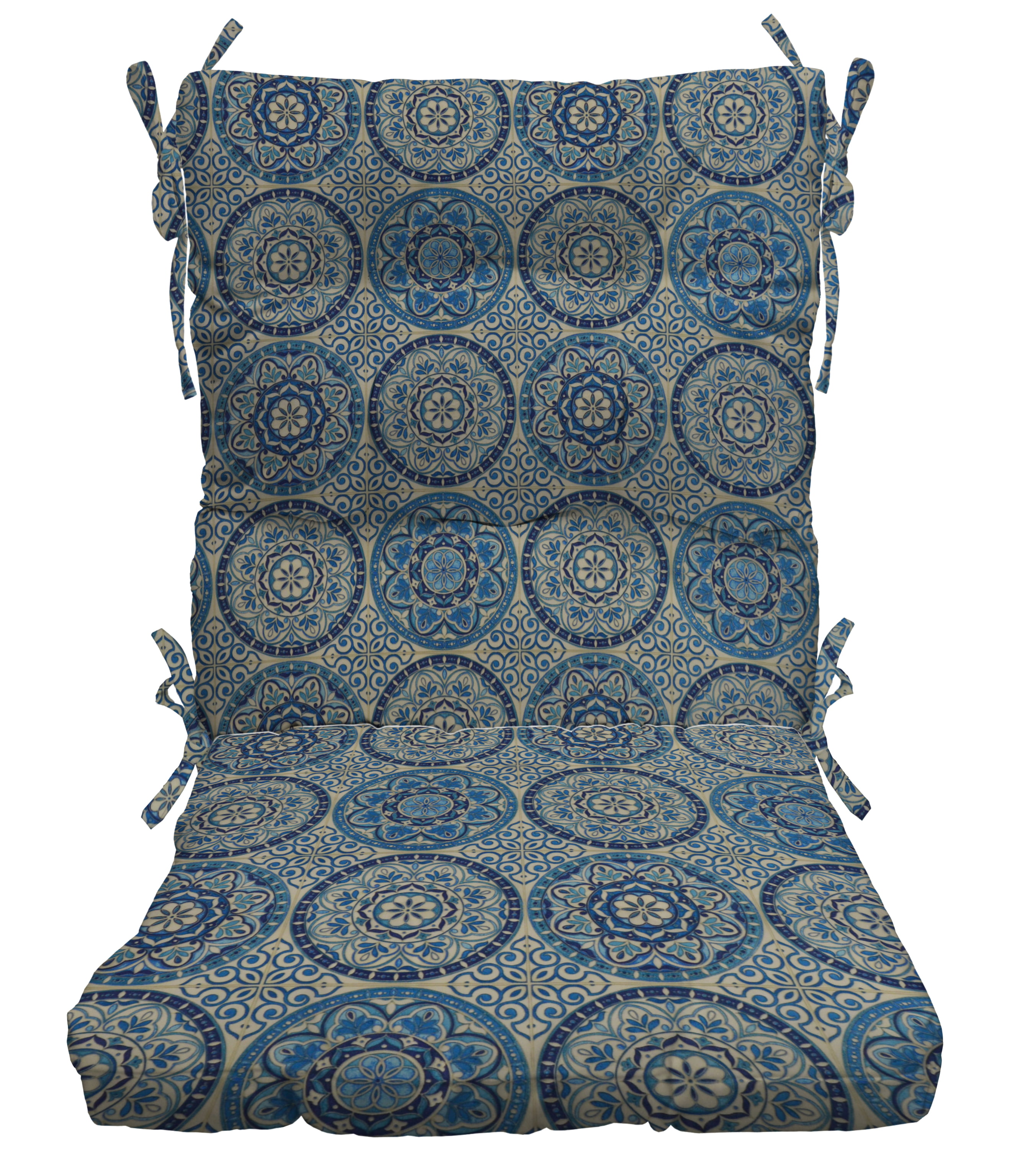 Wheel Indigo - Blue, Ivory Large Sundial Weather Resistant ~ Blue Print Patterns 41 Lx19 D RSH Décor Indoor Outdoor 3 Piece Tufted Wicker Settee Cushions 1 Loveseat 19x19 2 U-Shape 