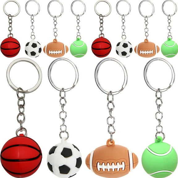 Raindrops Sports Ball Keychains for Kids with Assorted Colors and Metal Material 12 Pieces