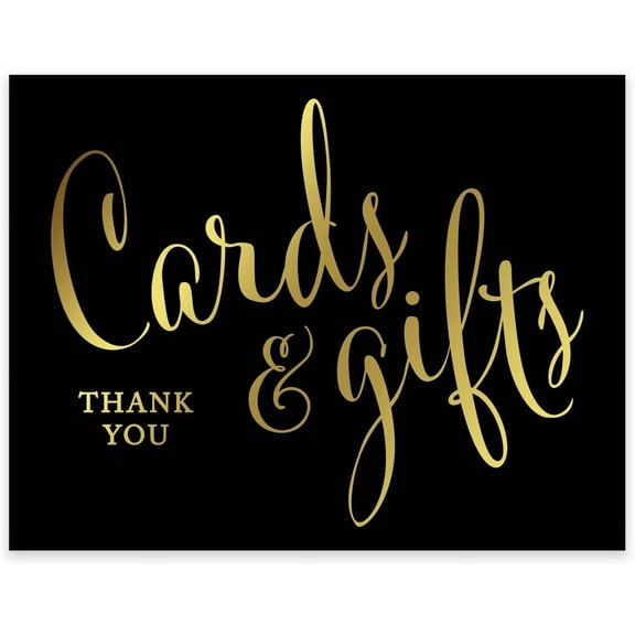 Koyal Wholesale Cards and Gifts Thank You Black and Metallic Gold Wedding Signs