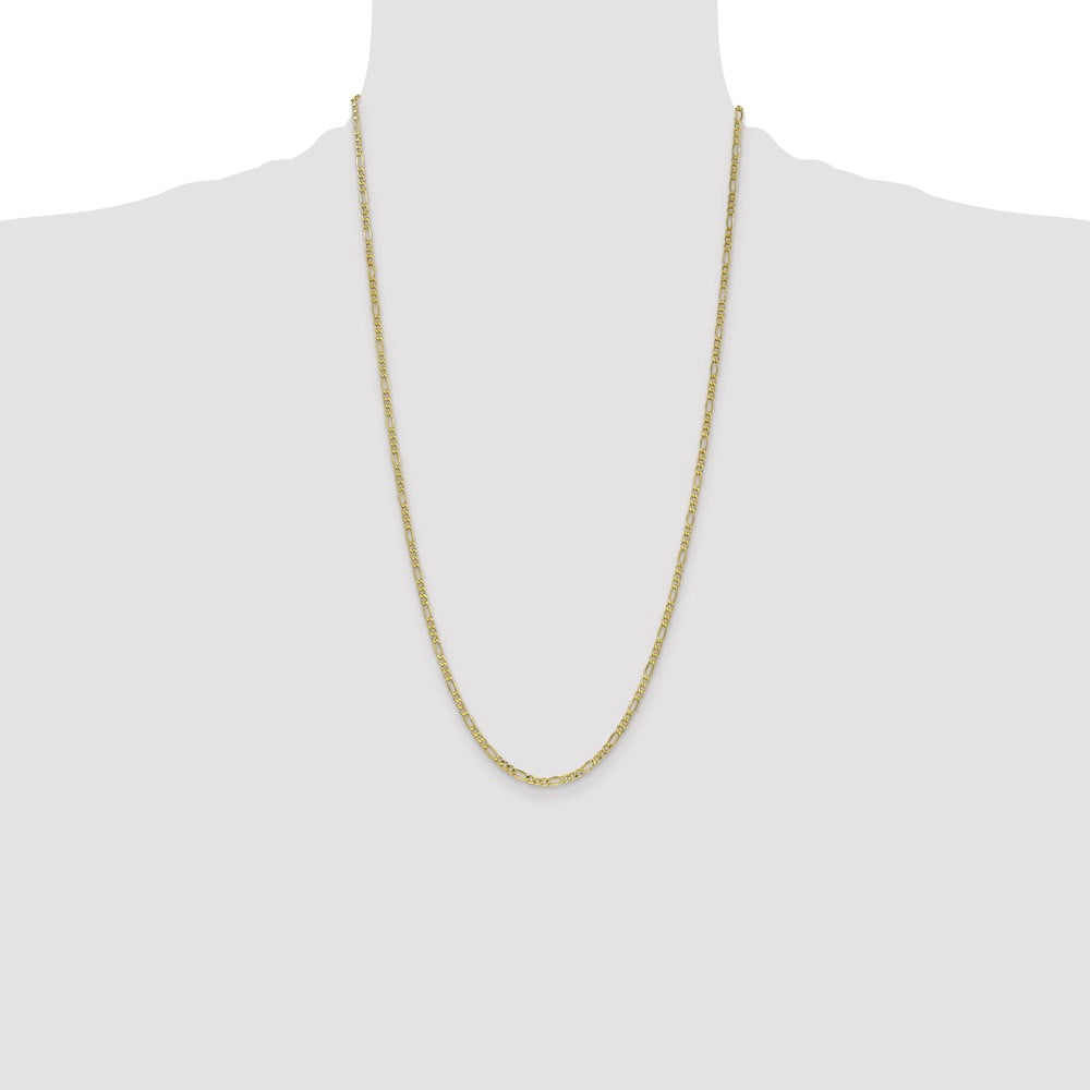 14k Yellow Gold 2.50mm Lightweight Figaro Chain Necklace, 8" - 28"