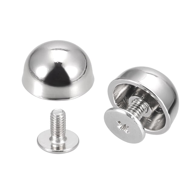 Unique Bargains Rivets à Vis 12x7mm Tête Ronde Creuse Clous en Cuir Ton Argent 8 Pack