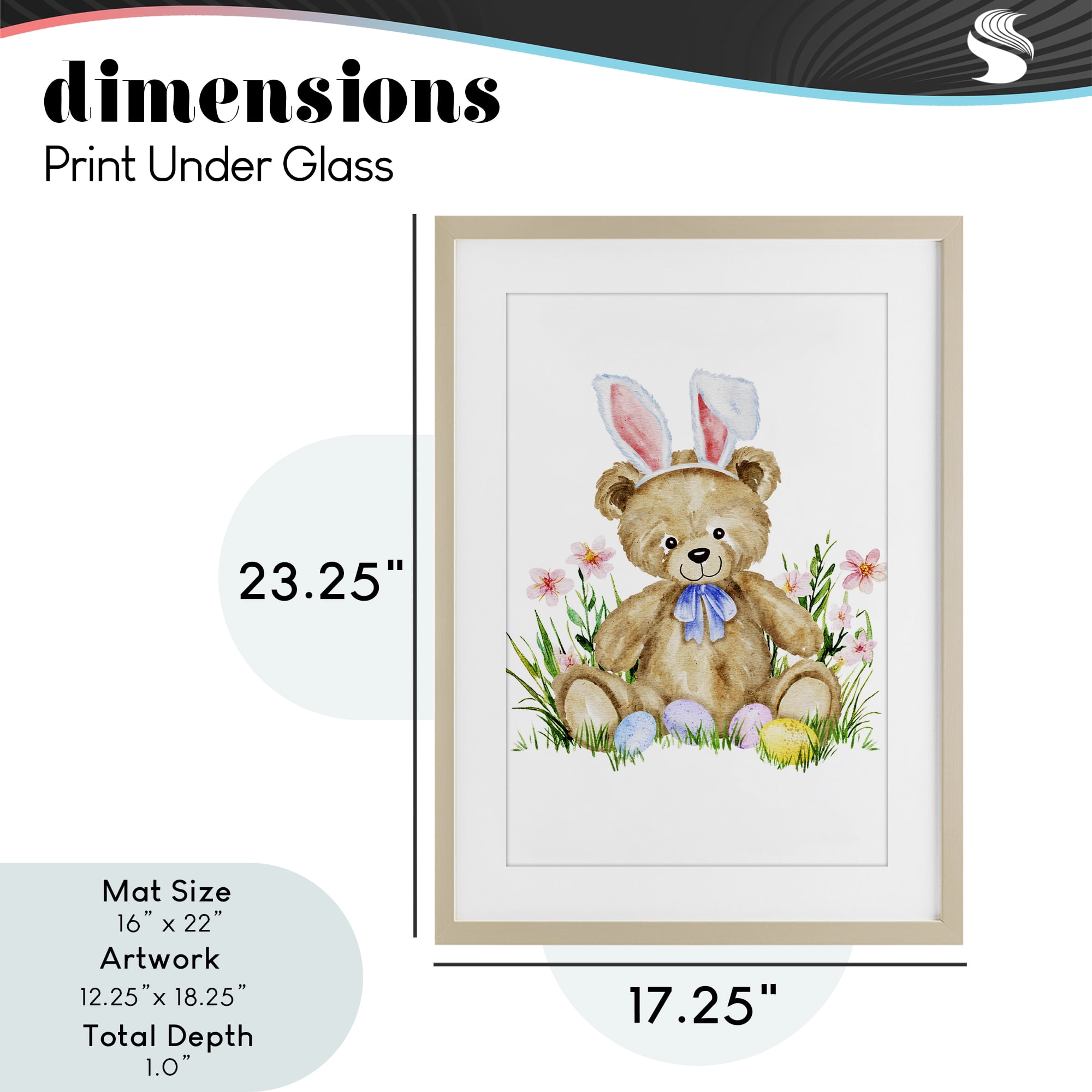 Springy Easter Teddy Bear Birch Framed Print Under Glass, design by Amy Hall