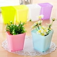 thumbnail image 4 of Ghopy 24pcs Plastic Plant Pots with Pallet Square Flower Pots Colorful Flower Nursery Seedling Pots Outdoor Indoor Planter Container for Room Office Garden Decor, 4 of 9