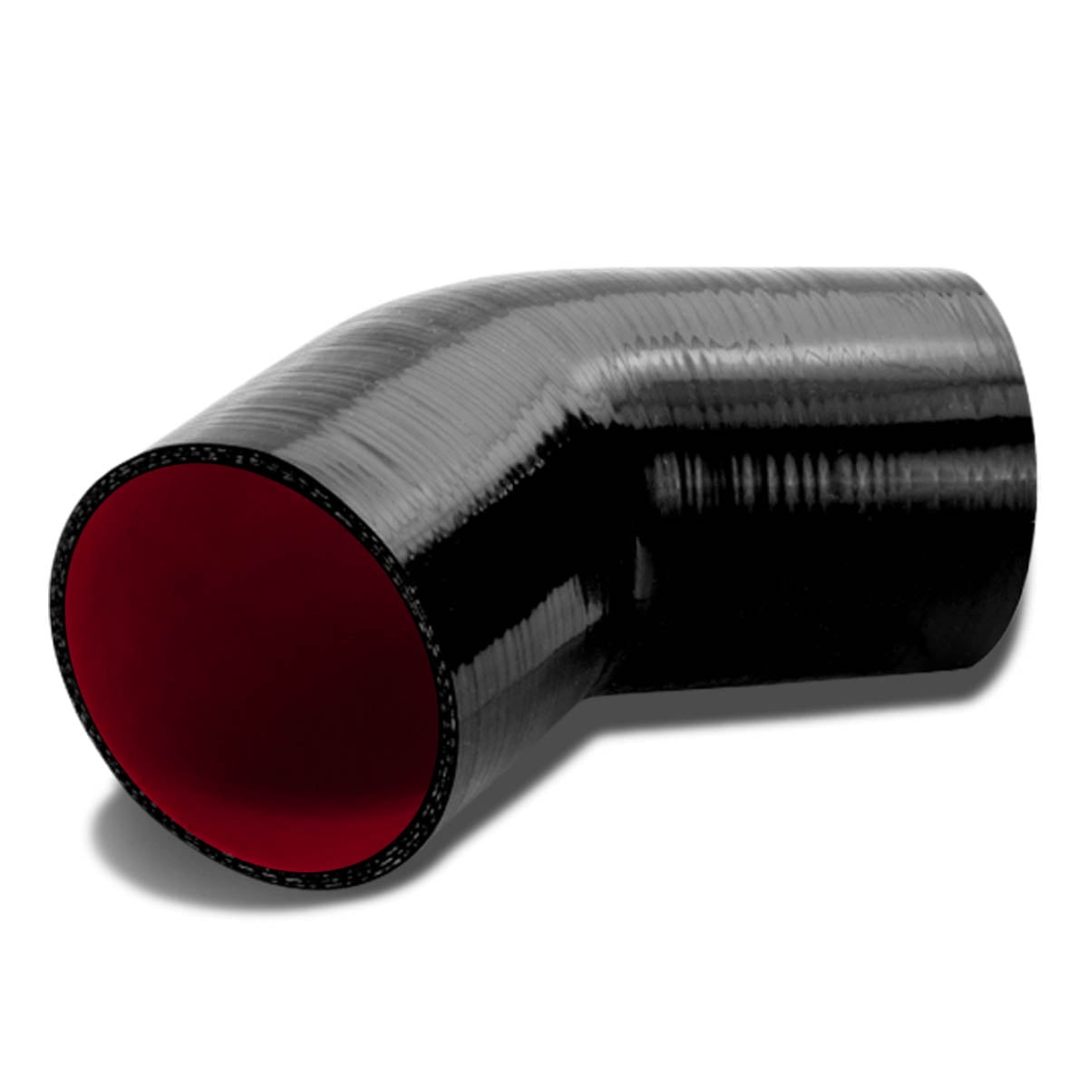 DNA Motoring SH-35-45-BK-RD 3.5 45-DEGREE ELBOW COUPLER 3-PLY BLACK/RED SILICONE  HOSE TURBO/INTAKE PIPE 