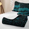 thumbnail image 4 of Erosebridal Spooky Castle Twin Quilt Set, Halloween Spider Web Twin Coverlet Set for Boys Girls, Teal Black, 2-Piece 1 Bedspread and 1 Pillowcase, 4 of 7