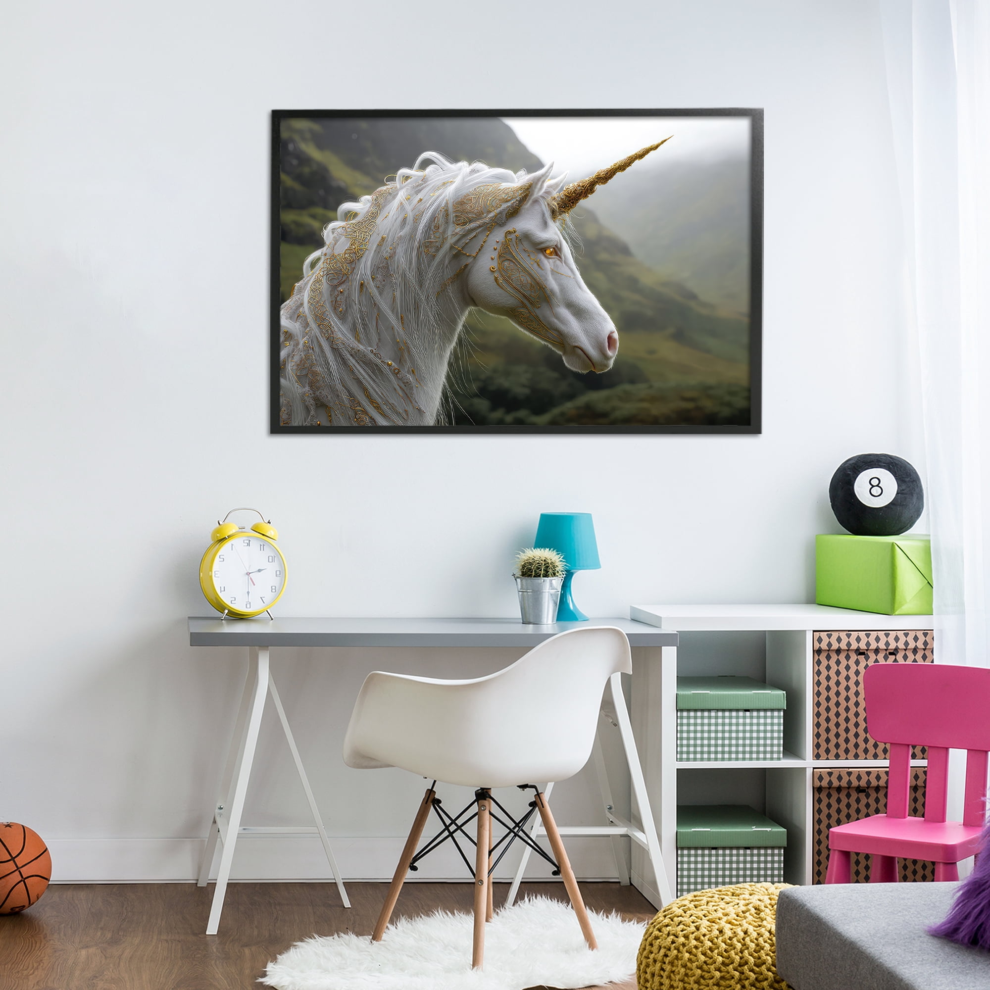 Stupell Industries Ornate Celtic Unicorn Black Framed Giclee Art, design by The Wands Want