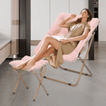 thumbnail image 3 of Magshion Set of 2 Folding Saucer Chair with Ottoman, Faux Fur Moon Chair and Footrest with Metal Frame, Foldable Lounge Chair and Foot Stool Set, Pink, 3 of 11