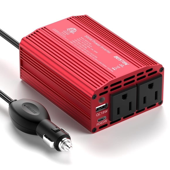 Inversor de corriente BESTEK 300W de 12V a 110V con USB-C y QC3.0