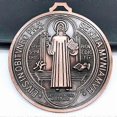 thumbnail image 4 of Antique Metal Saint Benedict Cross Medal Round Large Exorcism StBenedict Pendant Home Wall Hanging Desk Decoration Jewelry, 4 of 5