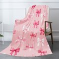 thumbnail image 2 of JOOCAR Pink Bow Pattern Flannel Throw Blanket For Gift Home Sofa Bed Decoration 60x50 inch, 2 of 5