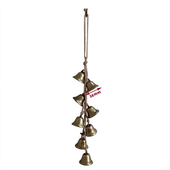 PESSLOK Campanas de Vaca Retro de Metal, Campanas de Bendición, Cadena de Campanas Navideñas con 8 Campanas (38 Mm)
