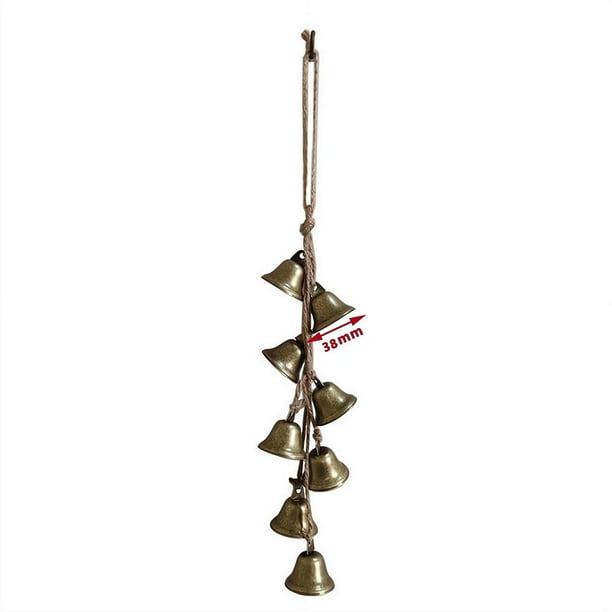 PESSLOK Campanas de Vaca Retro de Metal, Campanas de Bendición, Cadena de Campanas Navideñas con 8 Campanas (38 Mm)