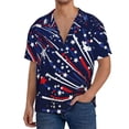 thumbnail image 1 of Balery Red White Blue Fireworks 1 Camisa Casual de Manga Corta con Botones para Hombre, Texturizada, Estilo Cubano, para Playa, Verano-XX-Large, 1 of 5