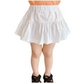 thumbnail image 3 of Fall Saving! HVOBTTY Toddler Pleated Mini Skirts, Kid's Leisure Sports Short Skirts, Kids Girls Fashion Solid Color Elastic Waist Ruffled Hem Tiered Skirt Puff Midi Skirts White, 5 Years, 3 of 5