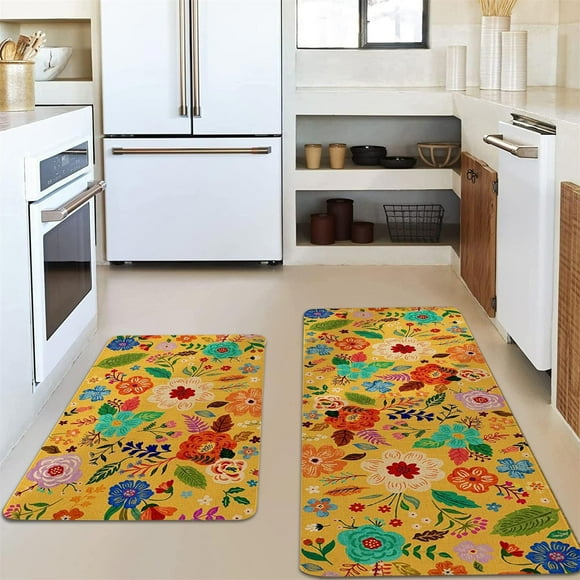 Retro Floral Floormat Classic Floral Design For Kitchen Living Room Bedroom For Daily For Giving
