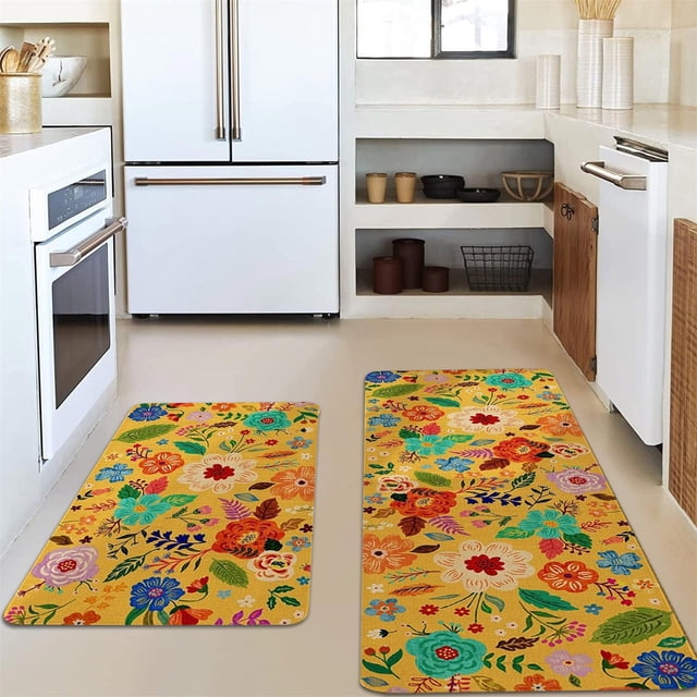 KER Retro Floral Floormat Classic Floral Design For Kitchen Living Room Bedroom For Daily For Giving