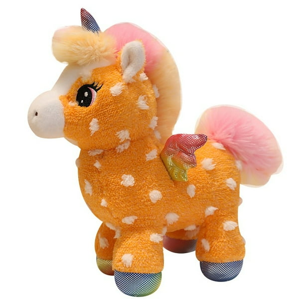 Muñeca de peluche con dibujos animados de unicornio arcoíris de 23 cm con alas de arcoíris