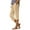 Khaki, variant on Women's Capri Pants Knee Length Solid Wide Leg Yoga Capris Dressy Casual Summer Crop Pants with Pockets Brown L