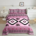 thumbnail image 2 of jejeloiu Rustic Farmhouse Cabin Bedding Comforter Set,Aztec Boho Geometric Twin Comforter Sets,Pink Rhombus Triangle Bedding Set For Girls Boys,Luxury Bedroom Decor Reversible,2pcs, 2 of 8