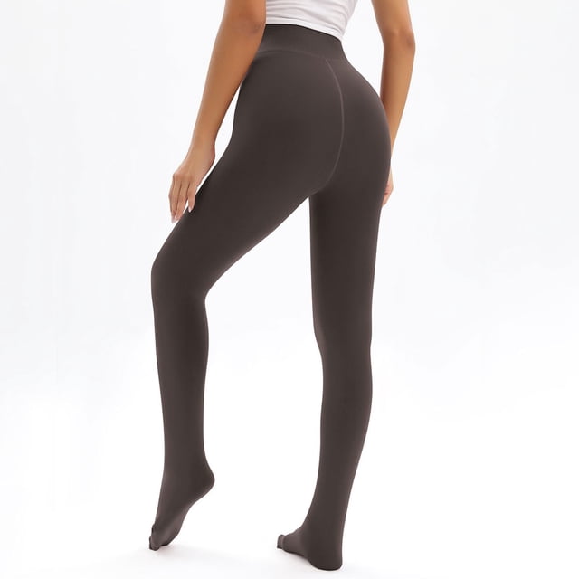 Leggings extra grandes de forro polar con perlas gruesas para mujer - Medias cálidas por encima de la rodilla para otoño/invierno Pantalones de mujer