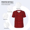 thumbnail image 3 of Rateoe Red Black Houndstooth Pattern Men’s Baseball Short Sleeve Polo Shirt, Midweight Men's Shirt Golf Shirt Polo Shirts Quick Dry Short-X-Large, 3 of 7