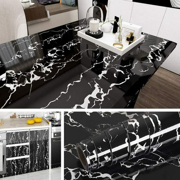 YIDOMDE Papel adhesivo para muebles, vinilo de mármol blanco y negro, pegatinas para muebles, cocina, baño, papel pintado autoadhesivo decorativo extraíble para mesa, encimera, 40CM2M Sincero Electrónica