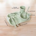 thumbnail image 4 of Xingzhi 6PCS/Set Children Divided Dinner Plate Bowl Water Cup Kids Tableware Compartments Dinnerware Restaurant Fork Chopsticks Green, 4 of 8