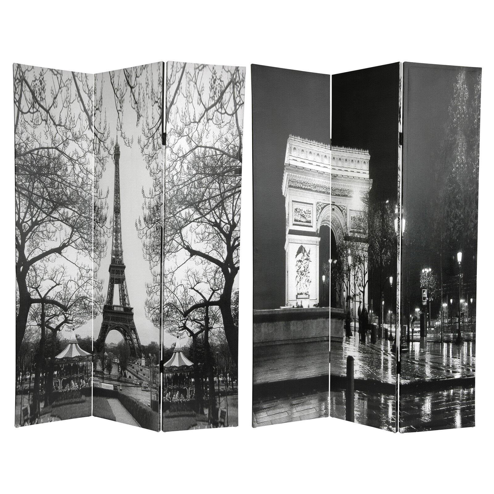 Oriental Furniture 6 Ft tall double sided Paris room divider Eiffel