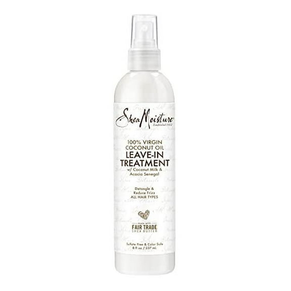 SheaMoisture 100% Virgin Coconut Oil Leave-in Conditioner Treatment for All Hair Types 100% Extra Virgin Coconut Oil Silicone Free Conditioner 8 oz