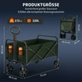 thumbnail image 2 of Heavy Duty 220L Collapsible Camping Wagon Cart – Utility Trolley with Telescopic Handle, Drink Holders, All-Terrain Wheels – Large Capacity, Portable for Garden, Beach, Picnic, Grocery – Green, 2 of 8