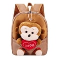 thumbnail image 4 of GobdXE Back To School Unisex Student Detachable Plush Monkey Doll Mini Backpack Love Heart Embroidery Front Pocket Water Resistant Daypack Size:One Size, 4 of 4