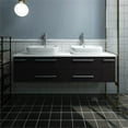 thumbnail image 6 of Fresca Fcb6160-Vsl-D-V Lucera 60" Wall Mounted Double Basin Vanity Set - Brown, 6 of 7