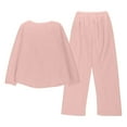 thumbnail image 6 of Lovskoo Women's Cute 2 Piece Pajamas Outfit Fuzzy Fleece Solid Color Pajama Set Soft Warm Sleepwear Loungwear C-Pink, 6 of 7