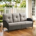thumbnail image 2 of PARKWELL Outdoor 3 Seats Couch Patio Sofa Furniture, All-Weather Wicker Rattan Sofa with Cushions,Gray, 2 of 9