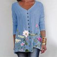 thumbnail image 2 of Blusa de mujer con estampado de manga larga con botones y cuello redondo, parte superior suelta informal Fridja  hj4471, 2 of 5
