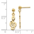 thumbnail image 2 of Primal Gold 14 Karat Yellow Gold Polished and Diamond-Cut Treble Clef Dangle Post Earrings, 2 of 4