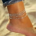 thumbnail image 4 of K-KED 5pcs/set 925 Silver Ankle Bracelet Foot Chain Women Beach Anklet Delicate Jewelry Gift US, 4 of 7